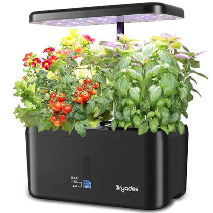 Indoor Garden System 19 Watt LED Growing Light Upgrade 2 Self-Watering Soil-Cultivated Growing Pots Gardening Gifts for Mom Plant Pot for Vegetables Herbs Tomato(No Seeds&Soil) - color: Black-a