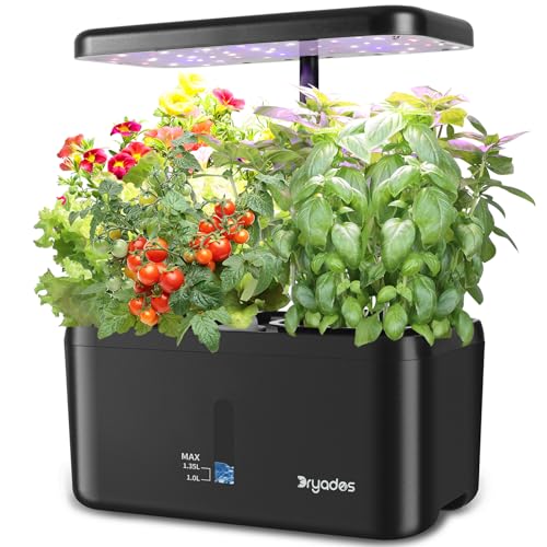 Indoor Garden System 19 Watt LED Growing Light Upgrade 2 Self-Watering Soil-Cultivated Growing Pots Gardening Gifts for Mom Plant Pot for Vegetables Herbs Tomato(No Seeds&Soil) - color: Black-a