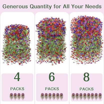 Alupssuc 4PCS Artificial Hanging Flowers UV Resistant Silk Daisy, 4 Colors - color: Red Brown Purple Deep Purple