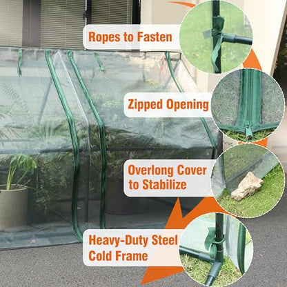 Gardzen Mini Greenhouse with Zipper Mesh Cover 71.7"(L) x36.2(W) x42.5(H) - size: 71”(L) x36”(W) x42”(H)
