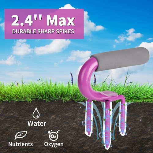 Hand Tiller Garden Tool Lawn Aerator Spike Manual Tool 2 Pack - color: Purple and Blue