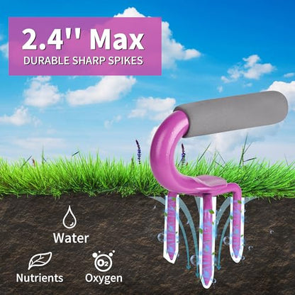 Hand Tiller Garden Tool Lawn Aerator Spike Manual Tool 2 Pack - color: Purple and Blue