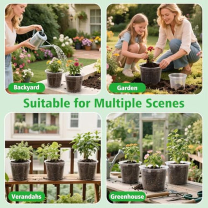 8/10 Inch Large Clear Nursery Pots with Drainage, 6 Pack - size: 10/8inch