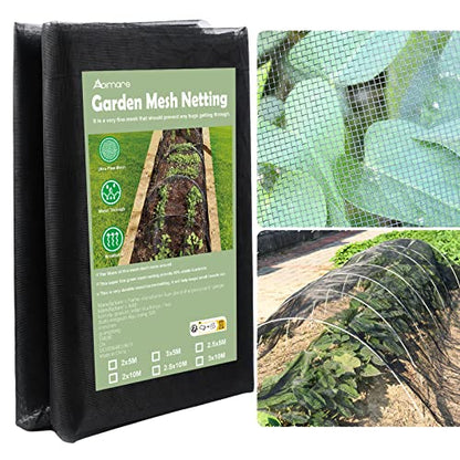 Thicker Garden Mesh Netting, 8.2’ x 33’ Ultra Fine Black Plant Row Covers - size: 8.2FT x 33FT