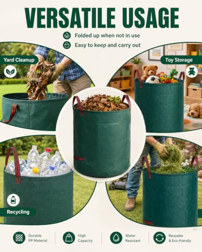 3Pack 72 Gallon Leaf Bags, Heavy Duty Lawn and Leaf Bags With Garden Gloves - color: Green-72 Gal, size: 1 Count (Pack of 3)