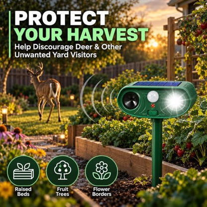 Sonic Fortress Pro Deer Repellent Devices, IP65 Racoon Repellent Outdoor Squirrel Fortress Pro Animal Repeller Cat Deterrent with Motion Sensor& Light to Scare Bear Rabbit Skunk for Garden Yard(4)
