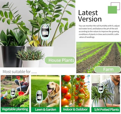 HSLGOVE Soil Test Kit, 2-in-1 Soil Moisture Meter/Soil PH Meter, Dual Screen Soil Tester, Soil Moisture Meter for Plants Watering/Gardening for Lawn,Farm Indoor&Outdoor Use-Lime Green