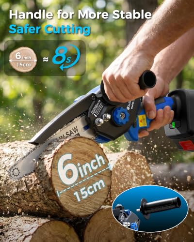 8 inch Mini Chainsaw with 1000W Brushless Motor - color: Navy Blue