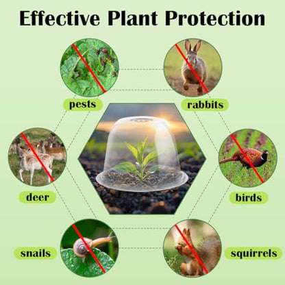 10" D × 6.7" H Plant Protectors from Animals, Garden Cloches for Seedlings Nursery Pots, Durable Humidity Domes with Ventilation Holes, Clear Plant Covers, Mini Greenhouse for Plants 5-Pack - size: 10" D × 6.7" H 5P