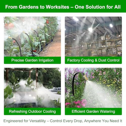 100FT Drip Irrigation System for Garden – Automatic Watering Kit with Solid Brass Metal Connectors, 360° Bendable Tubing &40 Adjustable Nozzles for Greenhouse, Lawn, Yard & Plants - size: 100 FT