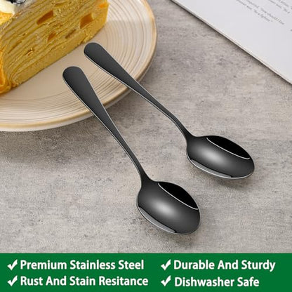 DEHOV 5.5 Inch Black Small Coffee & Tea & Demitasse Spoons Set of 8 - color: Black