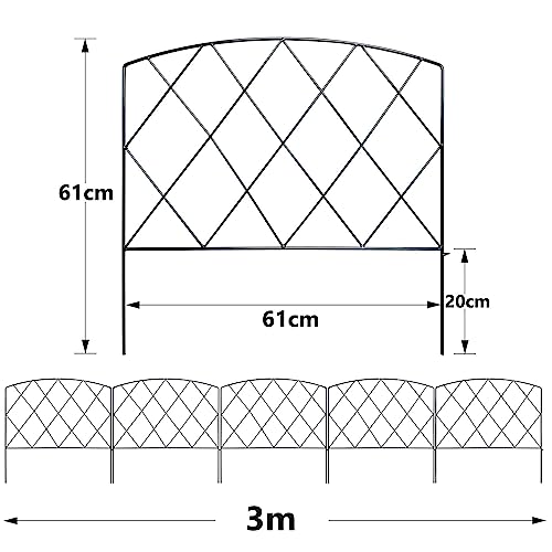 Thealyn 10ft x 24" Metal Decorative Garden Fence(5Pcs Set) - style: Minimalist