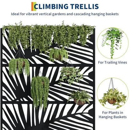 Garvee 71"x47"x16" Metal Planter Box with Trellis for Climbing Plants Vines - color: Parallel, size: no Wheel