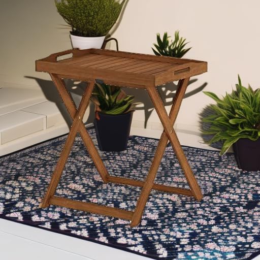 Furinno TIOMAN Outdoor Patio Tray Table, Natural - size: Large Folding Tray Table