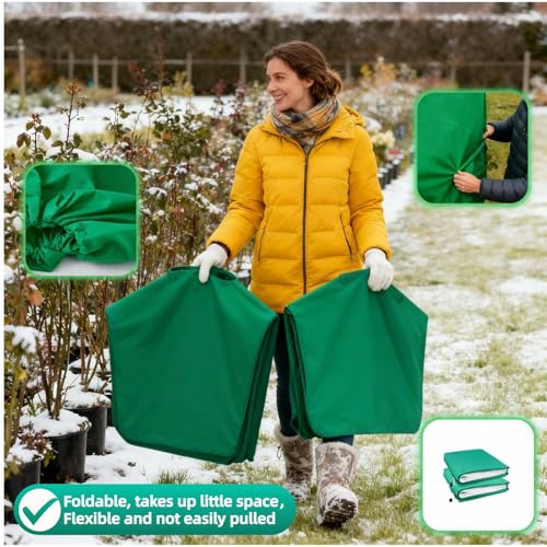 Upgraded 31.5"x23.6" Plant Covers Freeze Protection, Thicken Winter Covers with Zipper & Drawstring, Reusable Outdoor Cold Weather Jacket for Shrubs Trees