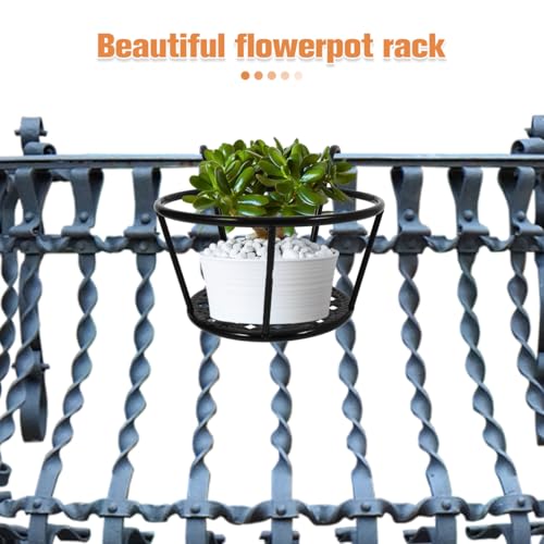Hemoton 3 Pack Hanging Flower Pot Rack Iron Art Railing Pot Holders Outdoor Balcony Planters for Porch Deck Fence Ledge Garden