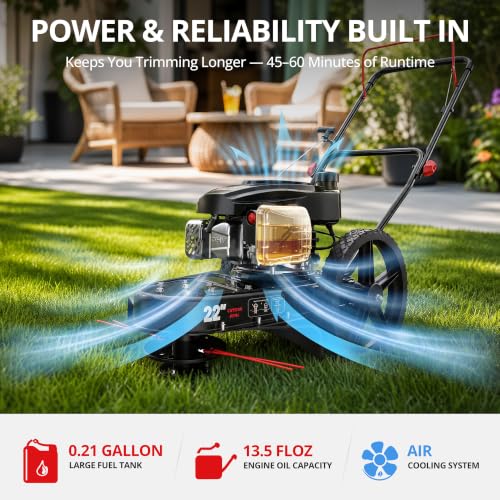 AMERISUN 22-Inch 170cc Walk Behind String Trimmer with 14-Inch High Wheels