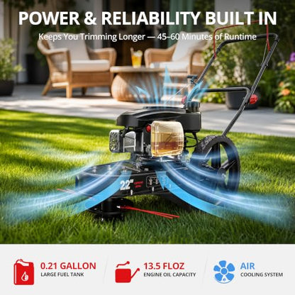 AMERISUN 22-Inch 170cc Walk Behind String Trimmer with 14-Inch High Wheels