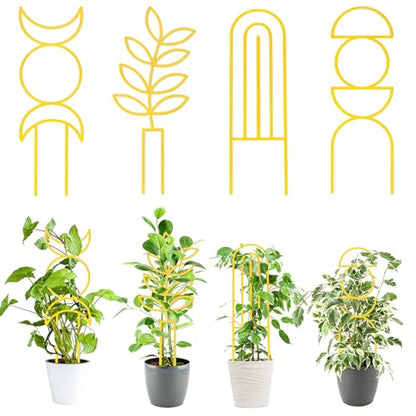 4 Pcs Plant Trellis Indoor Gold Small Trellis for Potted Plants - style: Boho,Gold
