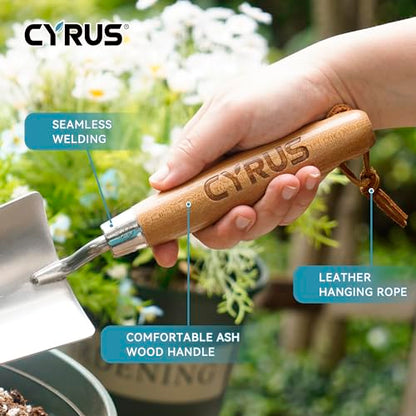 12.6 Inch Stainless Steel Hand Trowel with Ash Wood Handle Garden Shovel
