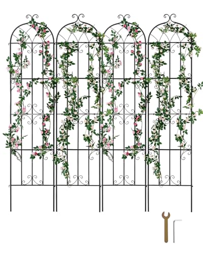 VEVOR Garden Trellis for Climbing Plants, 87 x 20 in, 4 Packs Rustproof Metal Garden Flower Trellis, Outdoor Climbing Rose Cucumbers Support, Decorative Clematis Trellis for Courtyards Lawns - size: 87''H x 20''W, style: 4Packs