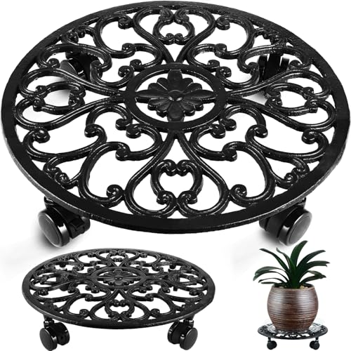 14 In Rolling Plant Stand with Wheels Metal Plant Caddy with Wheels 1 Pack - color: Black, size: 14 inch: 1 pcs