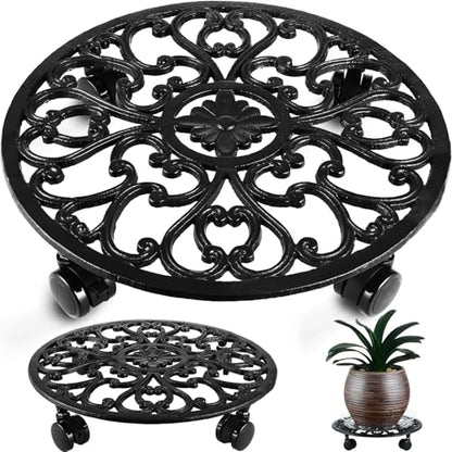 14 In Rolling Plant Stand with Wheels Metal Plant Caddy with Wheels 1 Pack - color: Black, size: 14 inch: 1 pcs