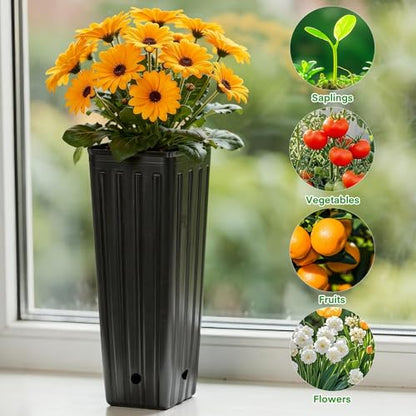 50PCS Tree Pots - 11.8" H x 3.9" W Tall Nursery Pots for Plants Indoor or Outdoor Gardening with Drainage Holes - size: 11.8" H X 3.9" W
