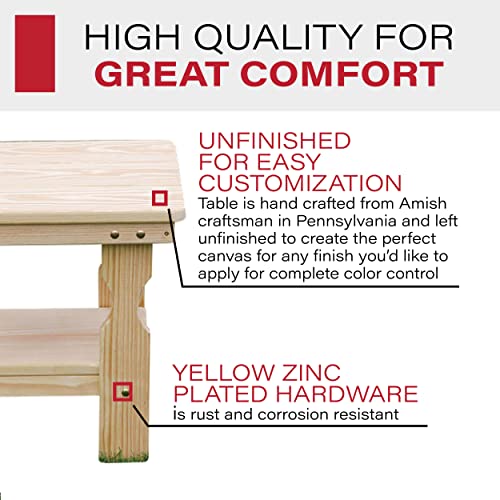 Amish Casual Heavy Duty Outdoor Unfinished End Table - Quality Crafted in The USA from Treated Pine by Amish Artisans - color: Unfinished
