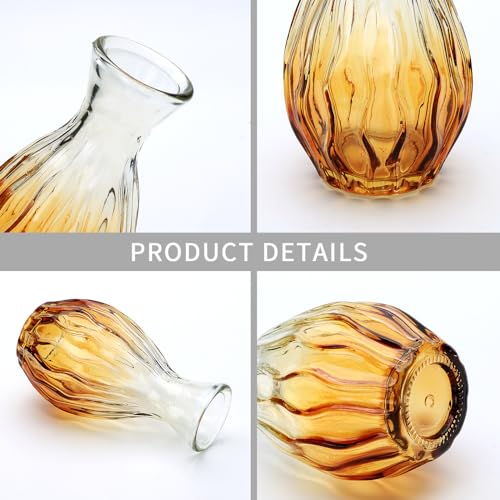 Glass Bud Vases Set of 4, Small Brown Flower Vases for Wedding Centerpieces - color: Brown