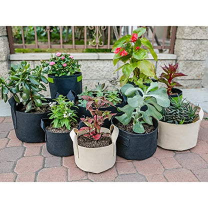 247Garden 5-Pack 7-Gallon Aeration Fabric Pot/Plant Grow Bag w/Handles (260 GSM, Black, 12H x 13D) - color: Black, size: 7 Gallon