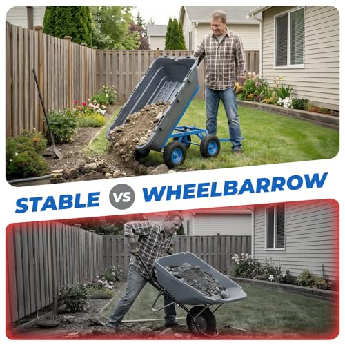 Sekey Garden Dump Cart, 1400 lb Capacity, Towable, 10 in Tires - color: Gray, size: 1400lbs