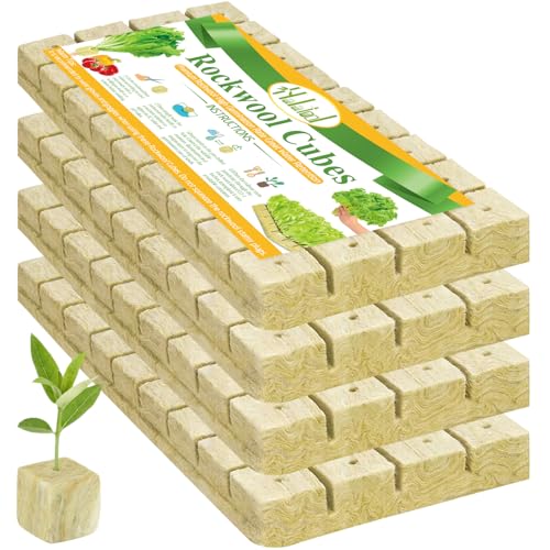 Halatool 1.2 in Rockwool Cubes for Hydroponics, 144 Plugs Seed Starter Cube - color: 4 Sheets, size: 1.2" Cubes