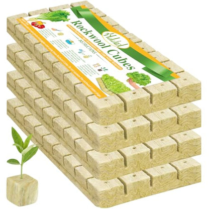 Halatool 1.2 in Rockwool Cubes for Hydroponics, 144 Plugs Seed Starter Cube - color: 4 Sheets, size: 1.2" Cubes