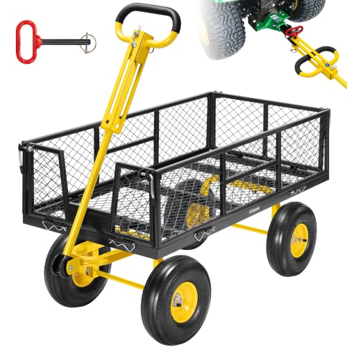 VIVOHOME Steel Garden Cart Heavy Duty 900 LBS 4.5 Cu Ft Utility Wagon - color: Black