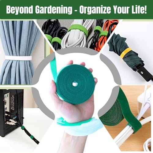 32.8 Ft Green Garden Tie, Twist Ties for Plants 1/2", Reusable Adjustable Plant Tape, Garden Ties for Climbing Plants, Plant Supports for Tomato Vines Peppers Rose Bushes Indoor Outdoor (1 Roll) - size: 1 Roll