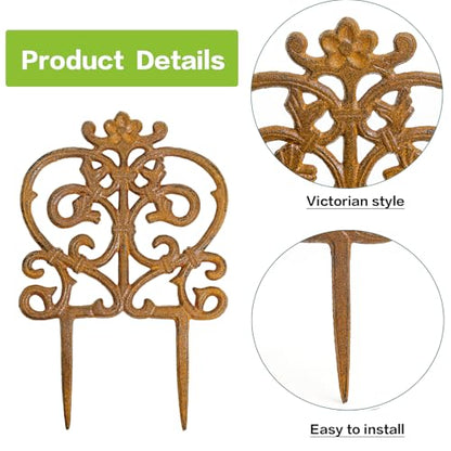 Sungmor Cast Iron Garden Edging, 11.8 Inches Tall 4 Pack Full Rusted - color: Full Rusted - 11.8inch Tall