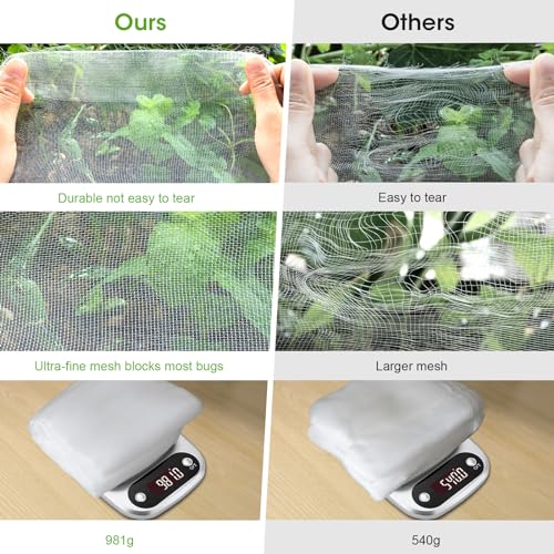 10x35Ft Garden Netting for Raised Bed, Thickened 60 Mesh Bird Netting for Garden Protection, Mesh Insect Row Covers for Plant Pest Barrier Fruits Flowers Crops Greenhouse Protect from Birds Bugs