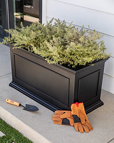 Veradek Brixton Series Large Plastic Planter - Black, Outdoor Patio/Balcony, All-Weather Resistant, Dimensions: 17.5"H x 16"W x 32"L, Classic Estate Design for Flowers, Trees, Shrubs - color: Black