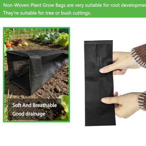 50PCS Deep Nursery Grow Bags, Black Plant Grow Bag for Starting Rooted Plants Vegetable, Flower, Seedling Tree Seedling Pots, 10" H Before Loading Soil - size: 10''H