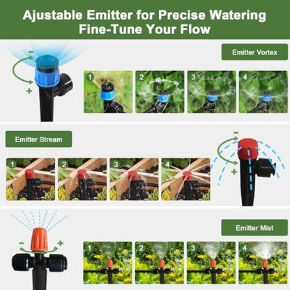 Drip Irrigation Kit for Garden, Quick-Connect Plant Watering System 150FT - size: 150FT