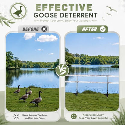 Geese Bird Deterrent Devices Fence System Kit, Post Wire Tape