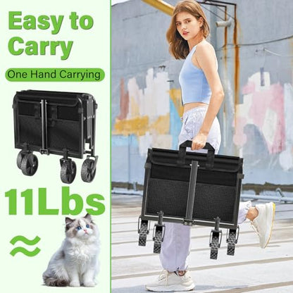 Wagons Carts Foldable,Collapsible Wagon Cart with Wheels - color: Green