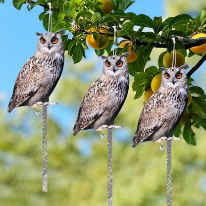 2PCS Flat Fake Owl, Plastic Owl with Reflective Tape - color: 2pcs Grey Owls
