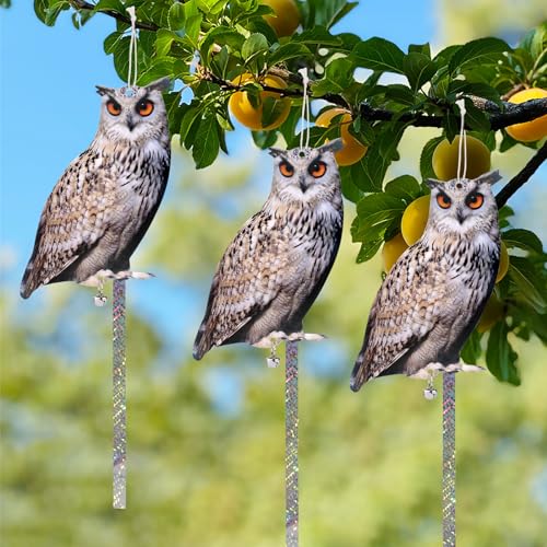 4PCS Hanging Flat Fake Owl to Keep Pigeon Away from Balcony - color: 4pcs Grey Owls
