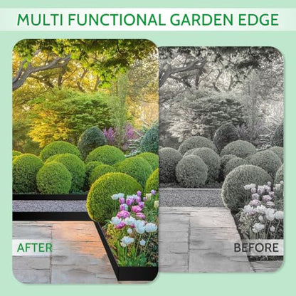 4 in × 40 FT Landscape Edging No Dig with 36 Spikes, Flexible Plastic Heavy-Duty Lawn Border for Yard Garden Flower Bed