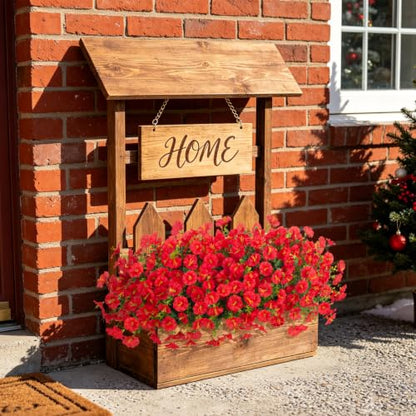 Hrobek Artificial Flowers for Outdoors Faux Petunias Plants UV Resistant - color: Red