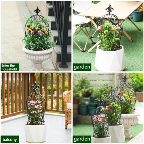 3PCS Metal Trellis Set for Climbing Plants - Indoor & Outdoor Decor - size: 26" x 11"