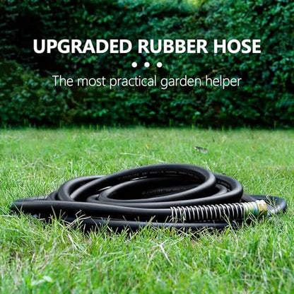 5/8" Garden Hose 50ft, -40℉ To 190℉ Hot/Cold Rubber hose, Black - color: Black, size: 50Ft