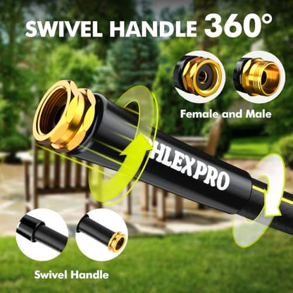 200 FT Heavy Duty Garden Hose, 5/8 in Rubber Water Hose, Black - size: 200FT-Black